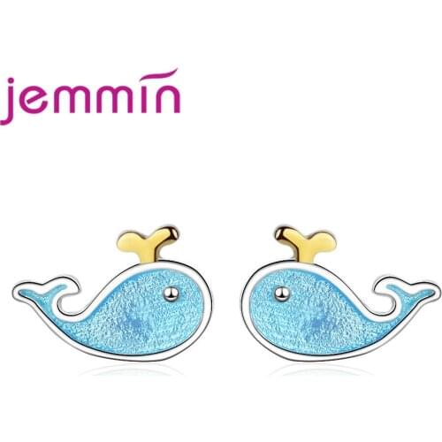 New Fashion Jewelry lovely Dolphin Individuality 925 Silver Stud Earrings For Women Girl Gifts Statement Brincos