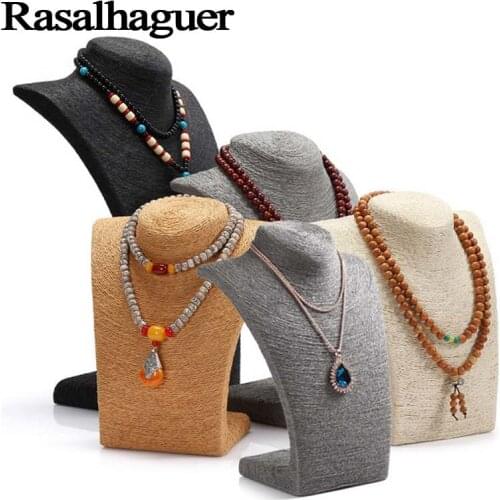 Luxury 6 Colors Woman Rope Mannequin Necklaces Bust Stand Bust Jewelry Display Stand Shelf Holder L23*W13*H36cm Wholesale Price