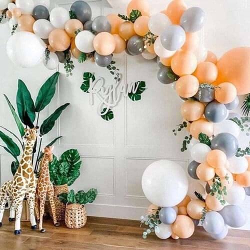 110pcs Cream Peach Apricot Balloons Garland Gray Balloon Matte White Globos Birthday Wedding Baby Shower Party Decoration