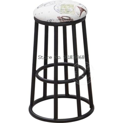 Modern Simple High Stool Iron Bar Stool Milk Tea Shop Counter Round Stool Ktv Bar Chair Mobile Phone Shop Stool