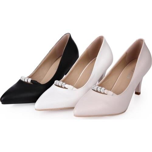 Womens Elegent Shoes Genuine Leather Pumps Stiletto Heel High Heels Small Heel Pointed Toe Shallow Mouth Professional Sandals