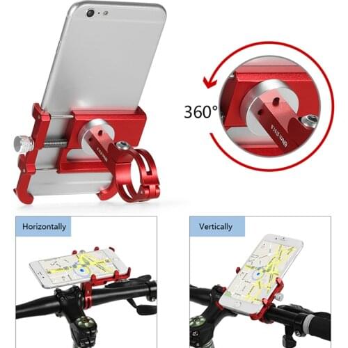 Bicycle mobile phone holder aluminum alloy 360° rotation adjustable button shockproof mobile phone holder bicycle frame