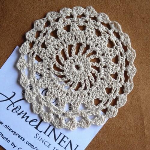 Vintage Cup mat Handmade Crochet Placemat Round Embroidered Crochet Doilies Home Decor Coaster 11cm(4.33")