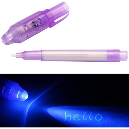 Magic Purple 2 In 1 UV Fluorescent pen Black Light Combo Creative Stationery Invisible Ink Pen Stationery Office School Supplies