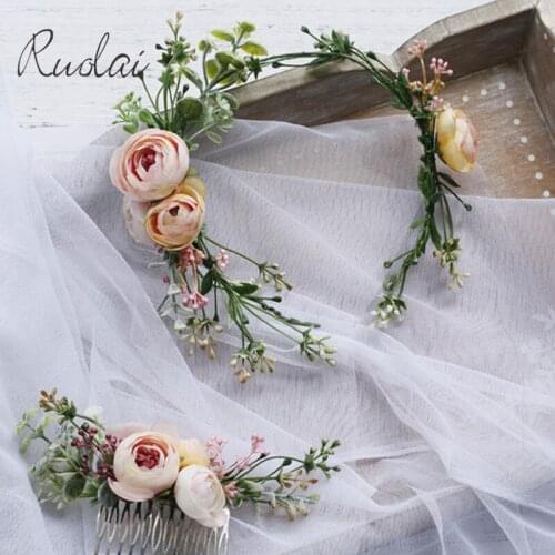 Vintage Wedding Headband Flower Wedding Hair Comb Bohemia Wedding Jewelry Handmade Hair Pieces for Women Flower Headwear HD26