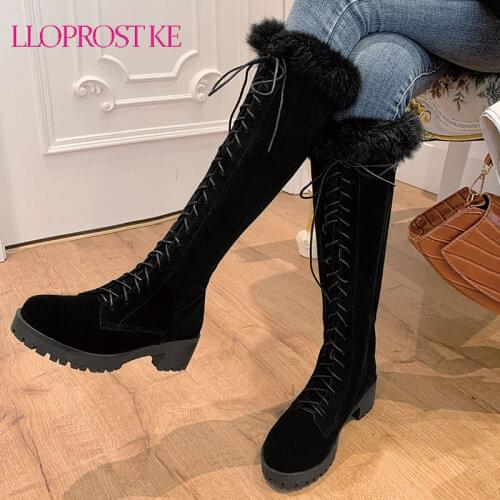 Lloprost ke Winter 2021 Warm Plush Platform Boots Women Wedges Shoes Cross Strap Design Yellow Black Ankle Snow Boots for Women