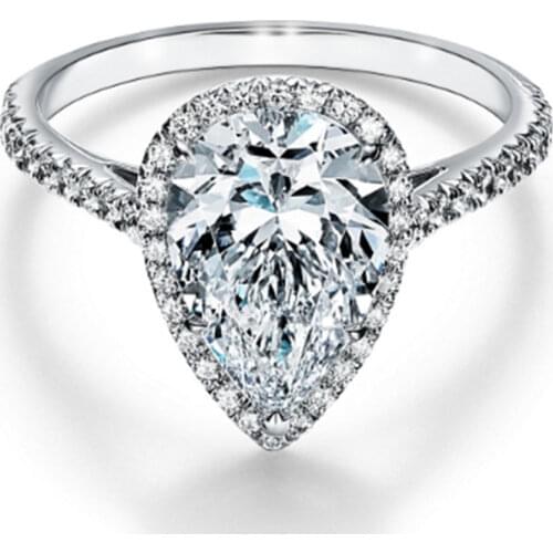 Large Water Drop Real 925 Sterling Silver Wedding Ring Womens Elegant Exquisite Luxury Engagement Proposal Diamond Fine Jewelry