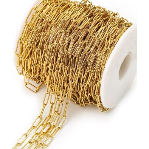 1 Meter Stainless Steel 3.3 4mm Chain Gold Oval Link Bulk Chains DIY Wallet Chain Jewelry Necklace Making Handmade wholesale