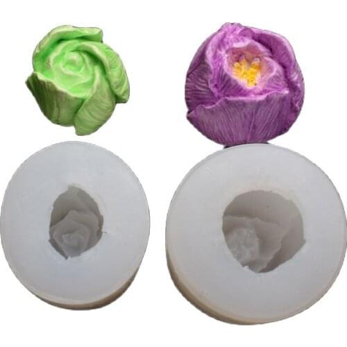 1Pcs 3D tulip flower Soap mold Silicone mold for Soap making candle chocolate silicone mould