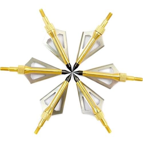 12 pcs Yellow 100 Grain Arrow Head Tips Hunting Broadheads Crossbow Bolts Archery Bow Free shipping