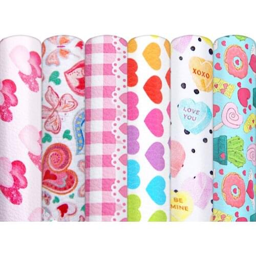 20*34CM Valentines Day Heart Litchi Faux Leather Fabric for Bows Synthetic Leather Sheets Crafts DIY Handmade Materials,1Yc14229