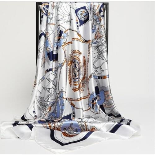 2021 New Print Square Scarf For Women Silk Shawl Neckerchief Female Head Wraps Headband Hair bands Foulard Satin Hijab Bandana