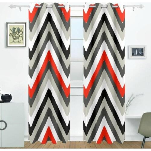 Watercolor Cheevron Curtains Drapes Panel Darkening Blackout Grommet Room Divider for Patio Window Sliding Glass Door 55x84 Inch