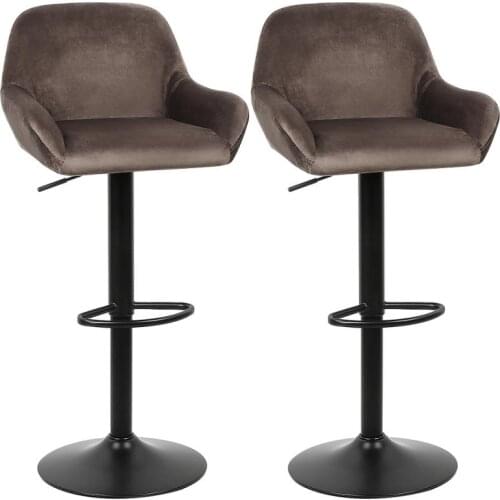 2Pcs/Set Bar Chair Brown Velvet Bar Stools Chairs Stainless Steel Height Adjustable Lounge Chairs Home Office Kitchen Chair HWC