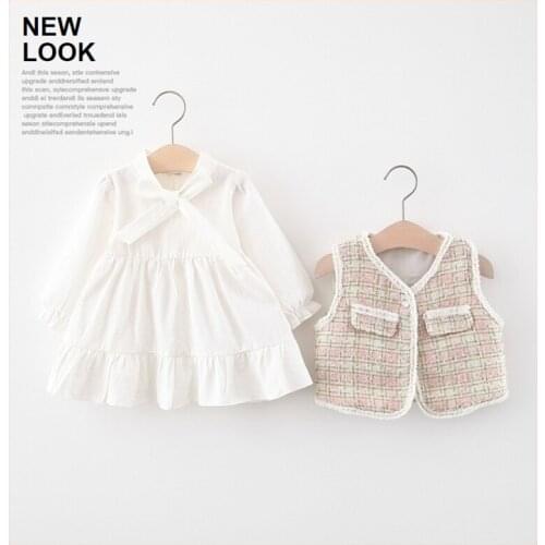 Kids Baby Clothes Girls Dresses Vest Coat 2pcs Set Infant Girls Clothing Birthday Party Dresses Baby Girls Clothes Set for 1st Y