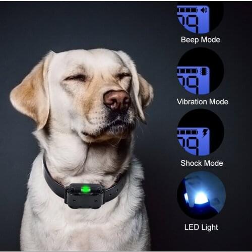 Electric Collar Dog Pet Accessories Anti-Barking Dog Electric Collar Training Vibration Reminder Waterproof Receiver Black Color