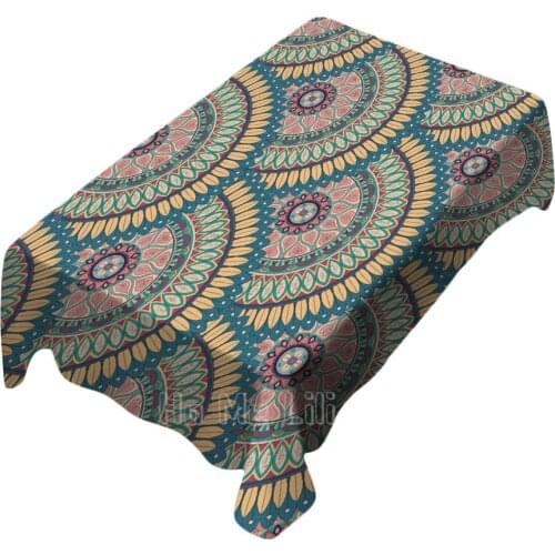 Ethnic Flower Pattern Design Table Cover For Picnic Kitchen Dining Decor