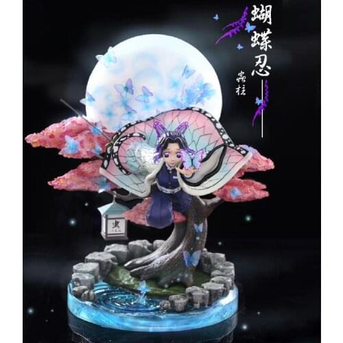 Devils Blade Anime Figure Kochou Shinobu Demon Slayer GK Flying Posture Moon Anime Statue Kimetsu No Yaiba Action Figure Model