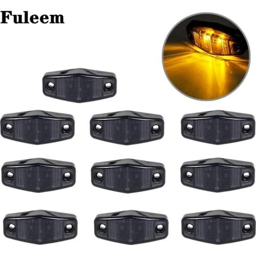 Fuleem 10PCS 2.5"inch LED Smoke Lens/Amber Truck Trailer Surface Mount Clearance Side Marker Light Lamp 12V 24V Waterproof
