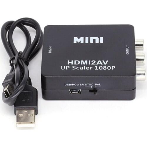 HDMI TO AV Scaler Adapter HD Video Converter Box HDMI to RCA AV/CVSB L/R Video 1080P HDMI2AV Support NTSC PAL