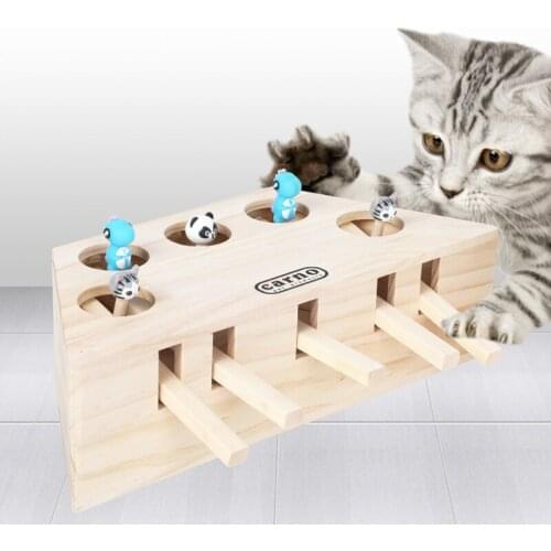Cat Interactive Toy Catch Hunt Mouse Solid Wood Kitten Puppy Puzzle Funny Toys Indoor Huntint Scratch Toy Cats Supplies Pet Game
