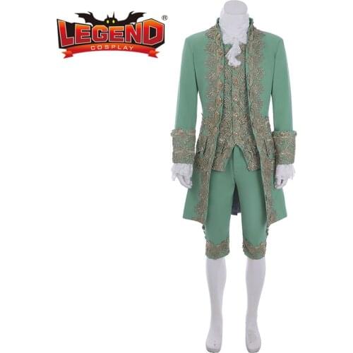 18th Century colonial outfit Mens medieval green uniform outfit Rococo Medieval 18th Century cosplay costume outfit suit