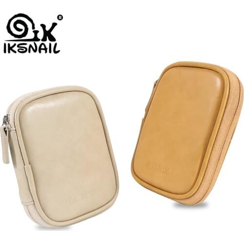 IKSNAIL Leather Earphone Bag Portable Storage Digital Bag for Mobile Phone Cable Key Skin-friendly Bag For Women Accessory
