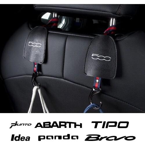 Leather Auto Seat Back Hook For Fiat 500 Punto Panda Bravo Freemont Tipo Abarth Portable Hanger Holder Storage Car Accessories