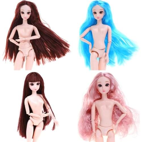 30CM Doll Beautiful Princess Dolls With Long Hair Multiple Colour 20 Joints Moveable Nude Body DIY Hair Doll For Girl