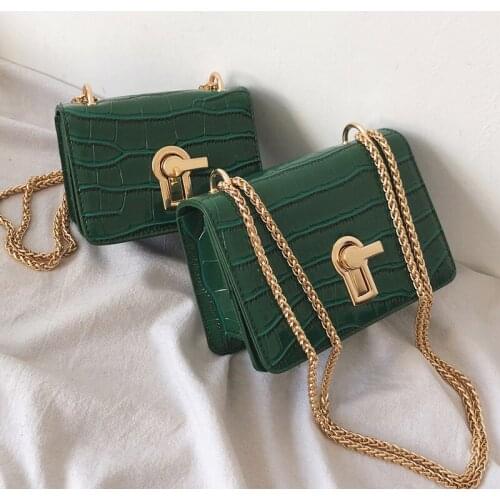 Mini Square Flip bag 2020 Summer New Quality PU Leather Womens Designer Handbag Stone pattern Lock Chain Shoulder Messenger Bag