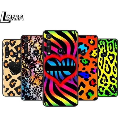 Leopard Cute Pattern for Motorola G9 G8 G E7 E6 One Play Marco Hyper Fusion Stylus Power Edge Plus Black Phone Case