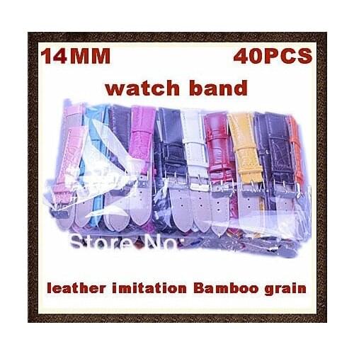 Best price--Wholesale Lots 40pcs 14mm watch band leather imitation Bamboo grain -10 color available