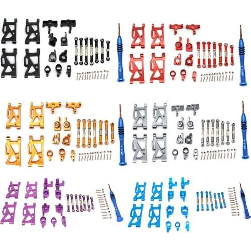 Metal Front Swing Arm Rear Swing Arm Front Steering Cup C seat Rear Wheel Servo Pull Rod for WLtoys 124018 124019 144001 RC Car