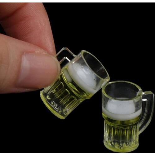 10pcs Miniature Beer Glass Resin Small Cups Dollhouse Model Modern Home Room Table Dollhouses Decoration Supplies