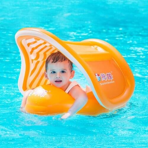 Inflatable Baby Swimming Float With Canopy Infant Kids Swim Pool Accessories Circle Bathing Toddler Rings Summer Water Toys