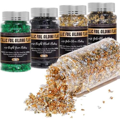 1 Box Shiny Gold Silver Irregular Aluminum Foil Paper Nail Art Sticker 3D Glitter DIY Manicure UV Gel Polish Nail Decoration Too