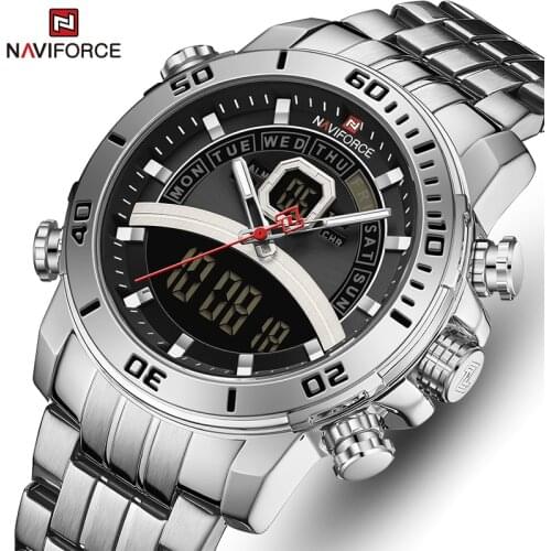 NAVIFORCE Men Watch Luxury Brand Military Big Dial Sports Watches Mens Stainless Steel Waterproof Chronograph Quartz Wristwatch