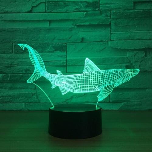 Usb Lamp Shark Animal Night Light 7 Colors Changing Acrylic Touch Button RGB Fish lamparas Lighting Bedside Sleep Decor Light