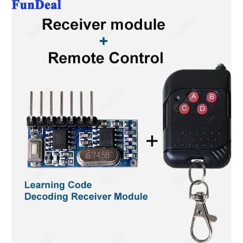 433Mhz RF Receiver Learning Code Decoder Module Wireless 4 CH Channel output With Learning Button and 433 Mhz Remote Control Kit