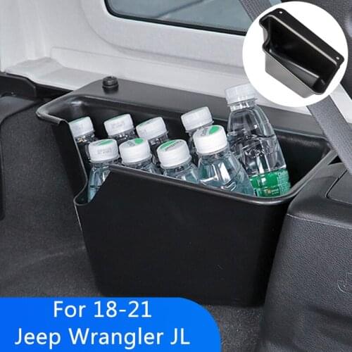 QHCP Car Trunk Storage Box High Capacity Organizer Case Trays Barrel Left Right Side ABS Black 1Pcs For Jeep Wrangler 2018-2020