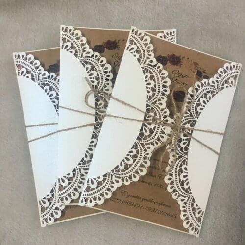 Luxurious new arrival white lace laser cut paper wedding invitation card