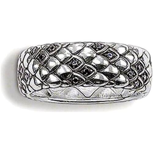 Silver Black Zirconia Snakeskin Snake Rings, European Punk Thomas Style Classic Jewelry Snake Scales Ring Gift for Women Men