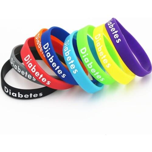 1PC Diabetes Silicone Wristband Sports Medical Alert Armband Nurse Rubber Bracelets&Bangles Youth and Adult Size Gifts SH151