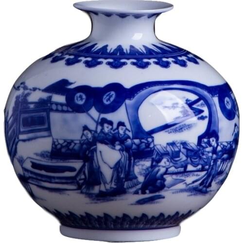 Jingdezhen blue and white porcelain vase ceramic ware antique landscape painting Chinese style home decoration porcelain vases