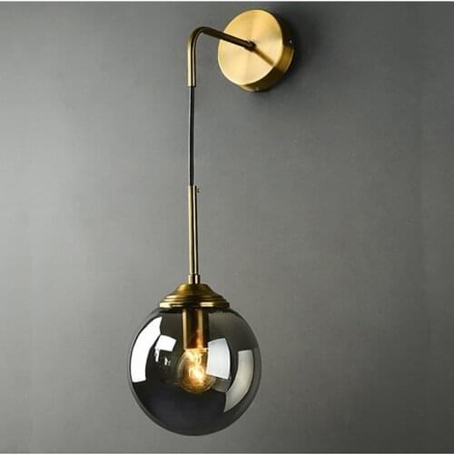 Nordic Modern LED Wall Lamp Glass Ball Bathroom Mirror Beside American Retro Wall Light Sconce Wan lamp Decor Lighting Luminaire