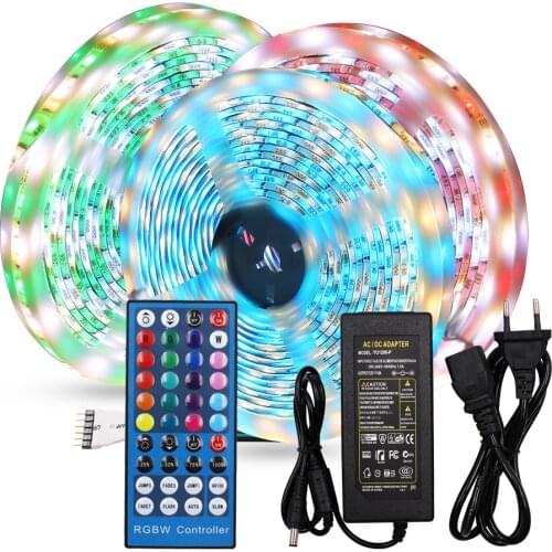 DC 12V RGB /RGBW /RGBWW LED Light Strip Set 5050 60LEDs/m White Blue Flexible Tape Ribbon LED Lamp +Power Supply