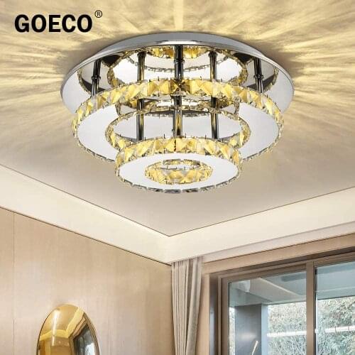 LED Crystal Ceiling Light, Modern Stainless Steel Ceiling Light, 36 W, Warm White,for Living Room, Corridor, Balcony, Hotel