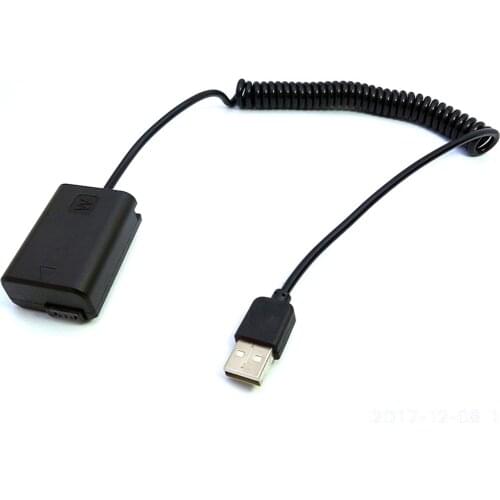 5V 2A-4A AC-PW20 NP-FW50 USB Spring Cable Adapter for Sony Camera Alpha NEX F3 5R 5T 3N 5N A33 A37 A55 A5000 A6000 A6300 A6500