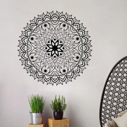Mandala Vinyl Wall Art Decal Meditation Yoga Studio Large Flower Mandala Bedroom Living Room Wall Sticker Decor Wallpaper LL2384