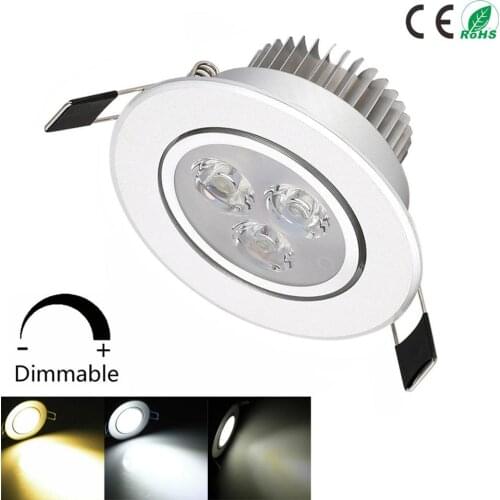 6W Dimmable LED Recessed Ceiling Down Light Cool Warm Natural White Lamp AC 220V 110V +Driver Downlight Spotlight for Home Hotel